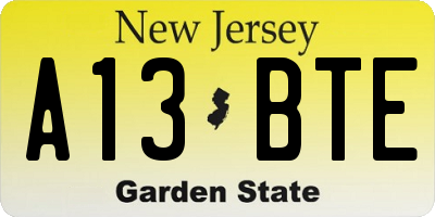 NJ license plate A13BTE