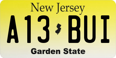 NJ license plate A13BUI