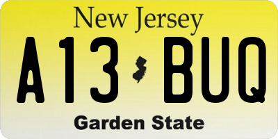 NJ license plate A13BUQ