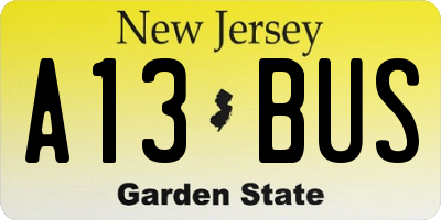 NJ license plate A13BUS