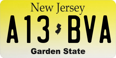 NJ license plate A13BVA
