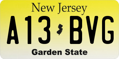NJ license plate A13BVG
