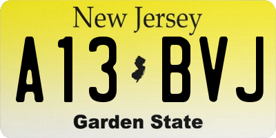 NJ license plate A13BVJ