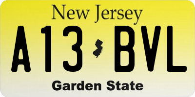 NJ license plate A13BVL