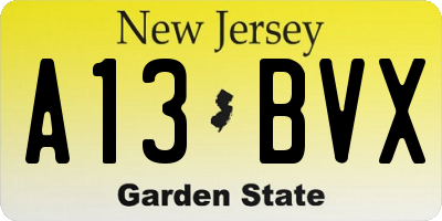 NJ license plate A13BVX