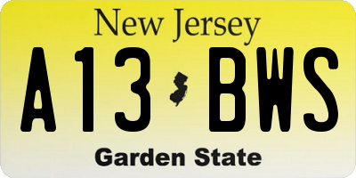 NJ license plate A13BWS
