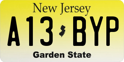 NJ license plate A13BYP