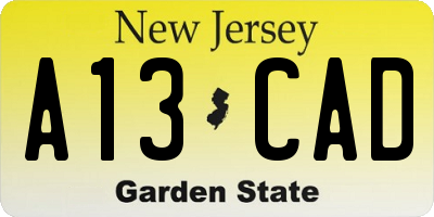 NJ license plate A13CAD