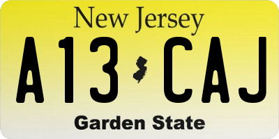 NJ license plate A13CAJ