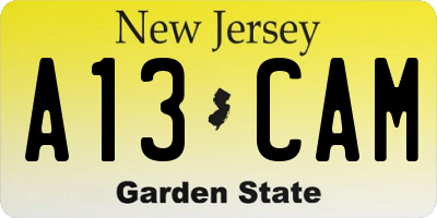 NJ license plate A13CAM