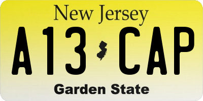 NJ license plate A13CAP