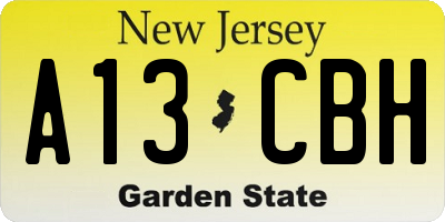 NJ license plate A13CBH