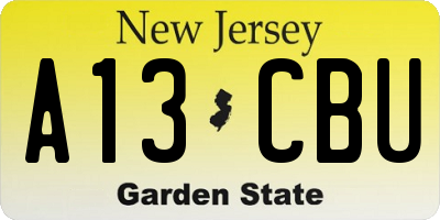 NJ license plate A13CBU