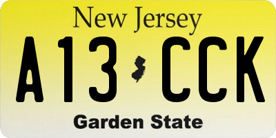 NJ license plate A13CCK
