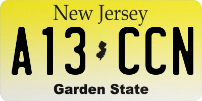 NJ license plate A13CCN