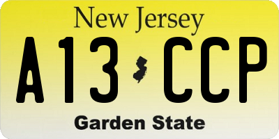 NJ license plate A13CCP