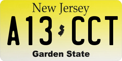 NJ license plate A13CCT