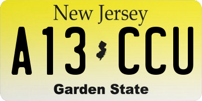 NJ license plate A13CCU
