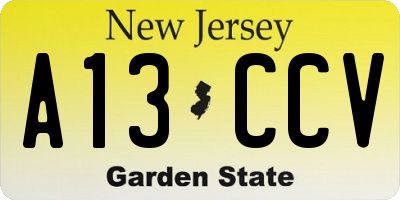 NJ license plate A13CCV