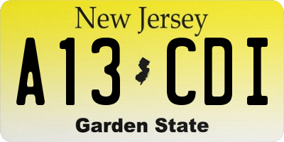 NJ license plate A13CDI