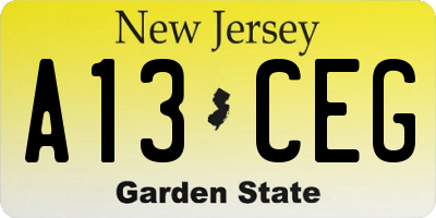 NJ license plate A13CEG