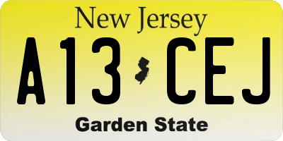 NJ license plate A13CEJ