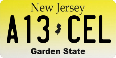 NJ license plate A13CEL