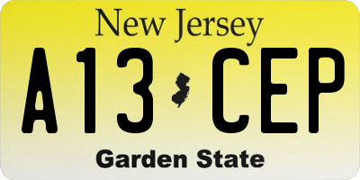NJ license plate A13CEP