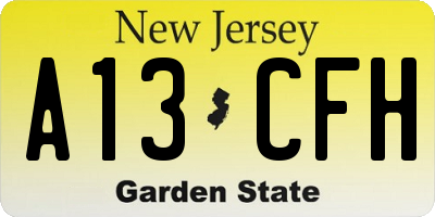 NJ license plate A13CFH