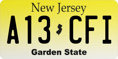 NJ license plate A13CFI