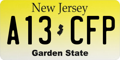 NJ license plate A13CFP