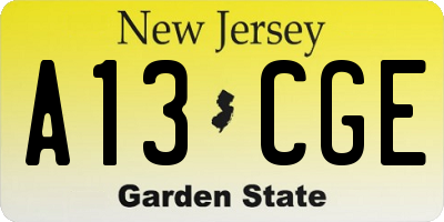 NJ license plate A13CGE