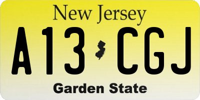 NJ license plate A13CGJ
