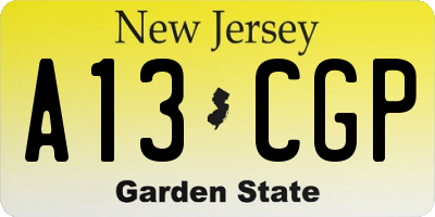 NJ license plate A13CGP