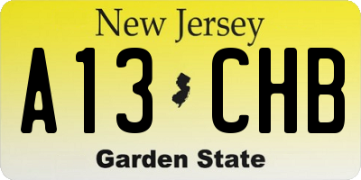 NJ license plate A13CHB