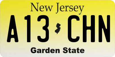 NJ license plate A13CHN