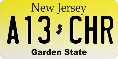 NJ license plate A13CHR