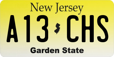 NJ license plate A13CHS