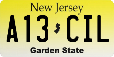 NJ license plate A13CIL