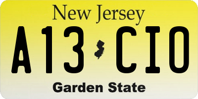 NJ license plate A13CIO