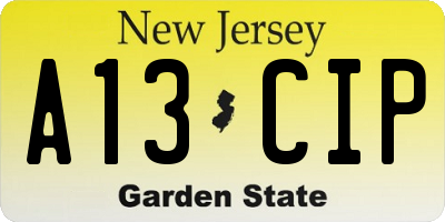 NJ license plate A13CIP