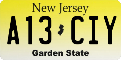 NJ license plate A13CIY