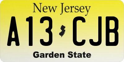NJ license plate A13CJB