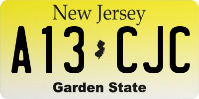 NJ license plate A13CJC