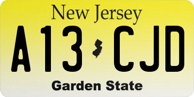 NJ license plate A13CJD