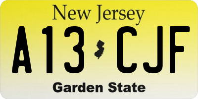 NJ license plate A13CJF