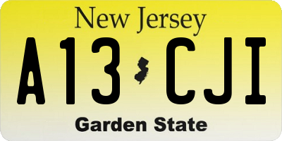 NJ license plate A13CJI
