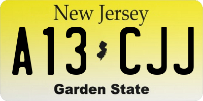 NJ license plate A13CJJ