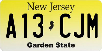 NJ license plate A13CJM