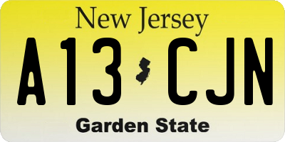 NJ license plate A13CJN